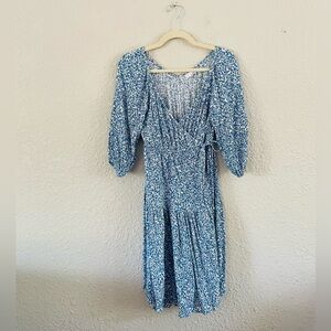 Ten Sixty Sherman Wrap Front Blue Floral Dress